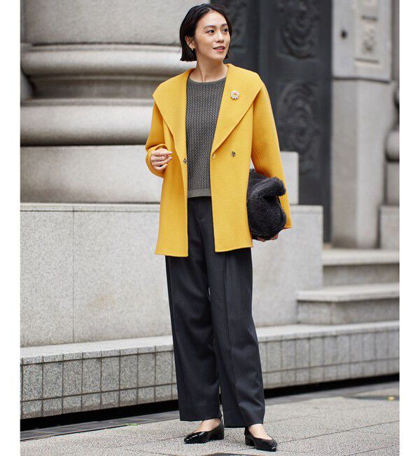 自由区「【WEB限定カラーあり・洗える】リバーシブルニット セットアップ(プルオーバー&times;フレアスカート)」|スーツ|