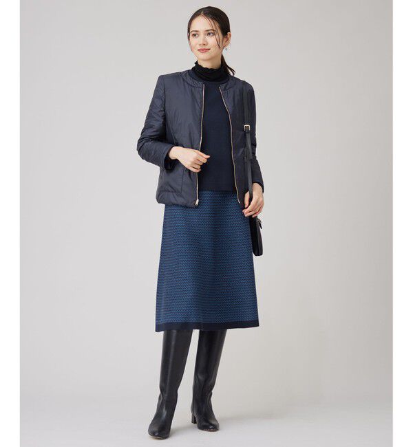 自由区「【WEB限定カラーあり・洗える】リバーシブルニット セットアップ(プルオーバー&times;フレアスカート)」|スーツ|