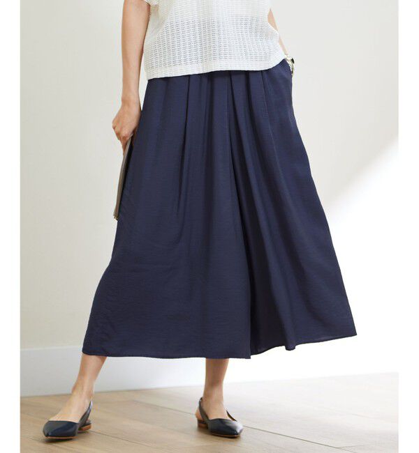 自由区「【セットアップ対応】エアリーツイルキュロット パンツ」|キュロット|ネイビー
