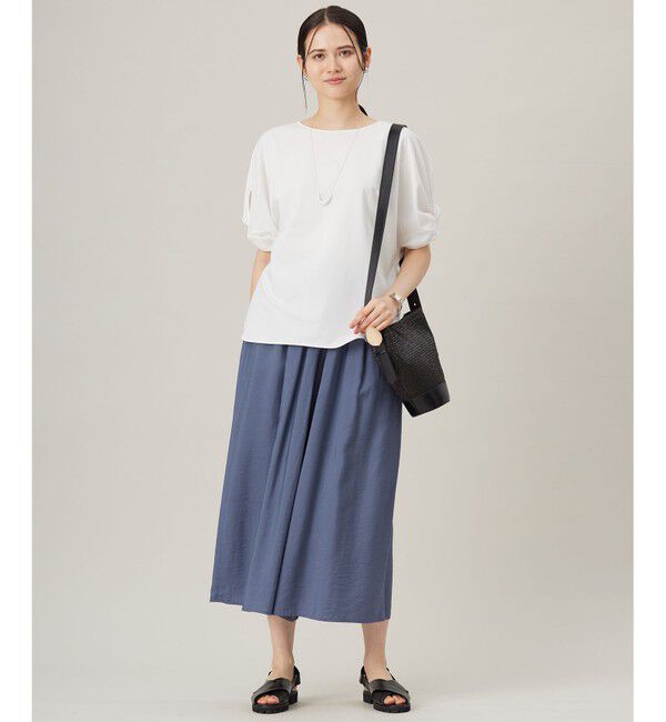 自由区「【接触冷感・UVカット・吸水速乾・抗菌防臭・洗える】ハイツイストポンチスリーブディティール カットソー」|Tシャツ・カットソー|