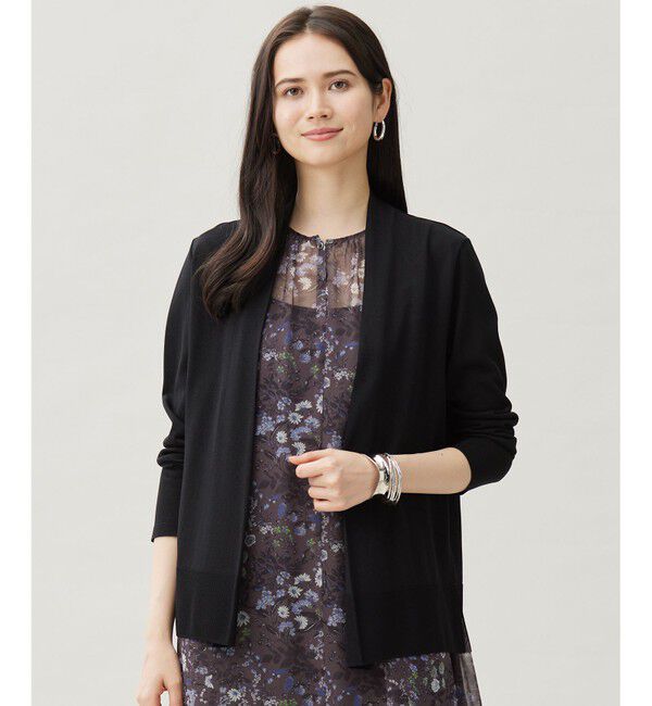 自由区「【接触冷感・UVケア・洗える】ファンクショナル カーディガン」|カーディガン|ブラック