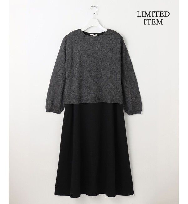 自由区「【WEB限定・洗える】シアーカーデ&times;ジャージードレス セット」|ワンピース|