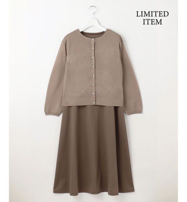 自由区「【WEB限定・洗える】シアーカーデ&times;ジャージードレス セット」|ワンピース|