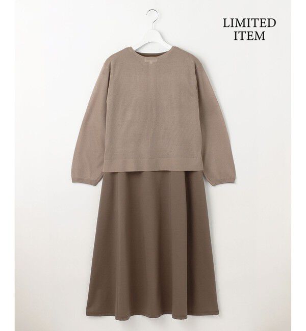 自由区「【WEB限定・洗える】シアーカーデ&times;ジャージードレス セット」|ワンピース|