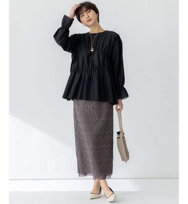 23区「【洗える】ジオメトリックレース Iライン スカート」|スカート|