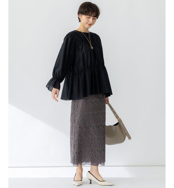 23区「【洗える】ジオメトリックレース Iライン スカート」|スカート|