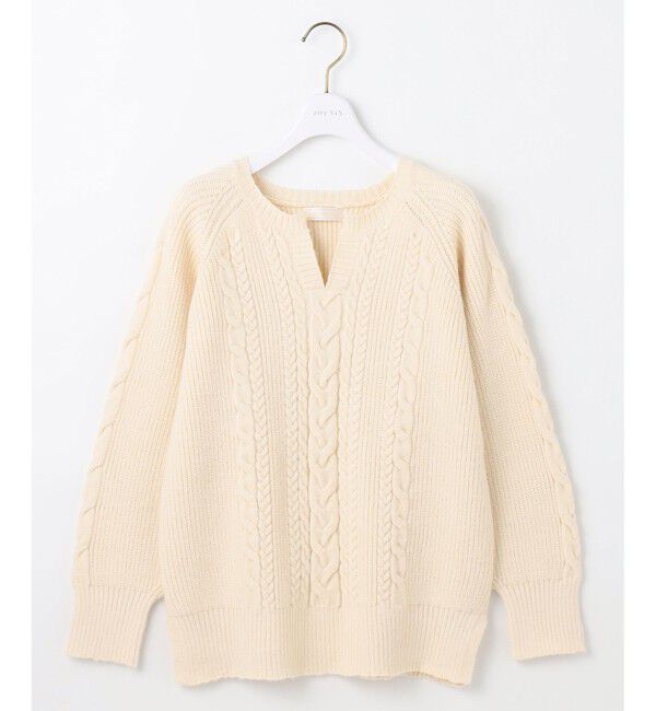 any SiS「【洗える】キーネックケーブル ニット」|ニット・セーター|