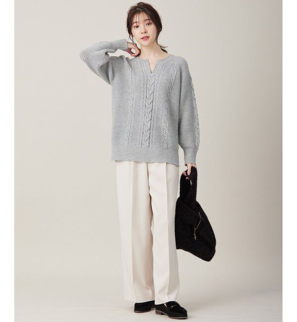 any SiS「【洗える】キーネックケーブル ニット」|ニット・セーター|