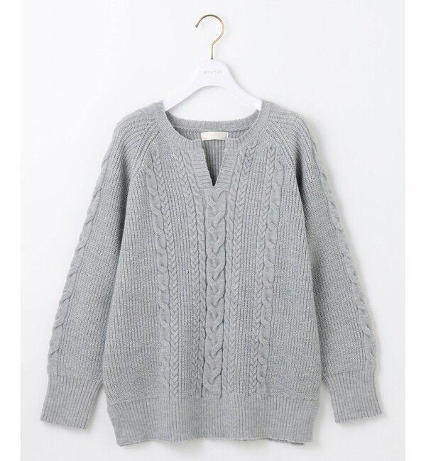 any SiS「【洗える】キーネックケーブル ニット」|ニット・セーター|