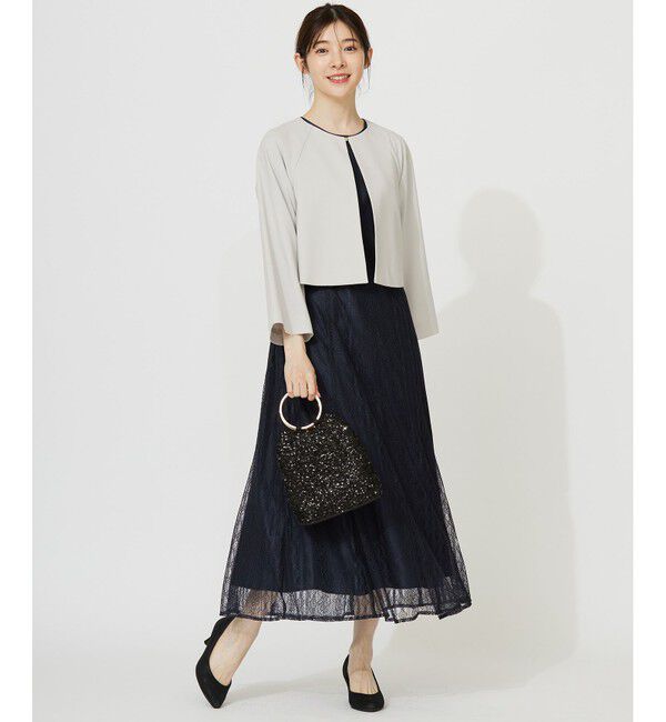 any SiS「【洗える】セレモニークロップド ジャケット」|ノーカラージャケット|