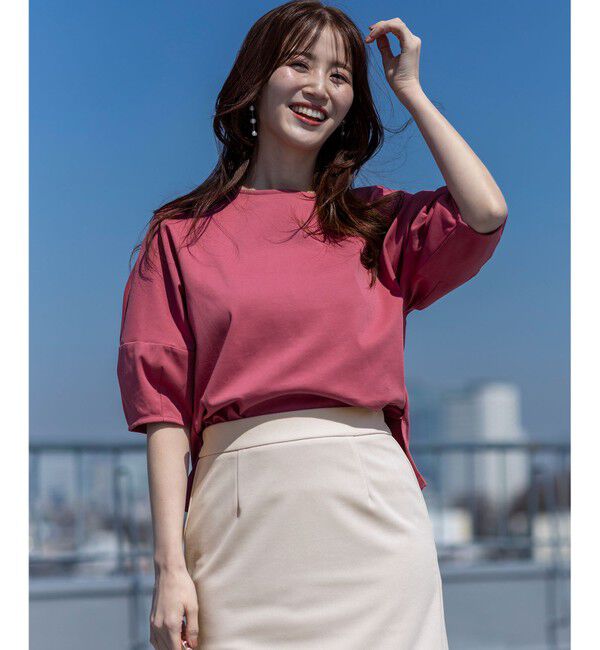 ANY SIS「【撥水・汗ジミ防止・UVケア・洗える】スーピマスムース クロップド Tシャツ」|Tシャツ・カットソー|レッド