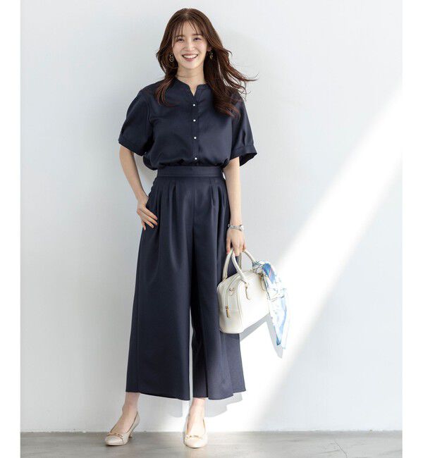 ANY SIS「【接触冷感・UVカット・速乾】スムージーポリエステル 2WAY ブラウス」|シャツ・ブラウス|