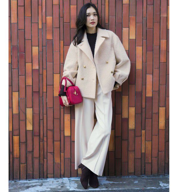 ANY SIS「【2WAY】ブークレーシャギーラメ アウター」|ピーコート|