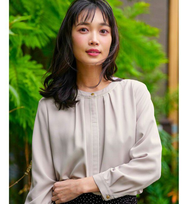 ANY SIS「フロントタックバイカラー ブラウス」|シャツ・ブラウス|ｸﾞﾚｰｼﾞ