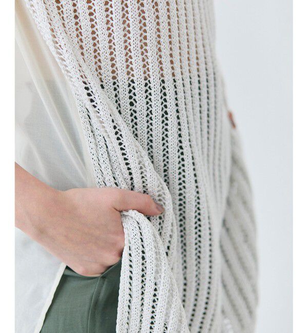 BEIGE,「【洗える】ALOE / コットンメッシュオーガンジーノースリーブニット」|ニット・セーター|