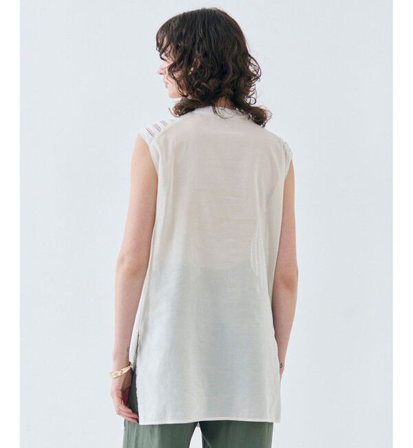 BEIGE,「【洗える】ALOE / コットンメッシュオーガンジーノースリーブニット」|ニット・セーター|