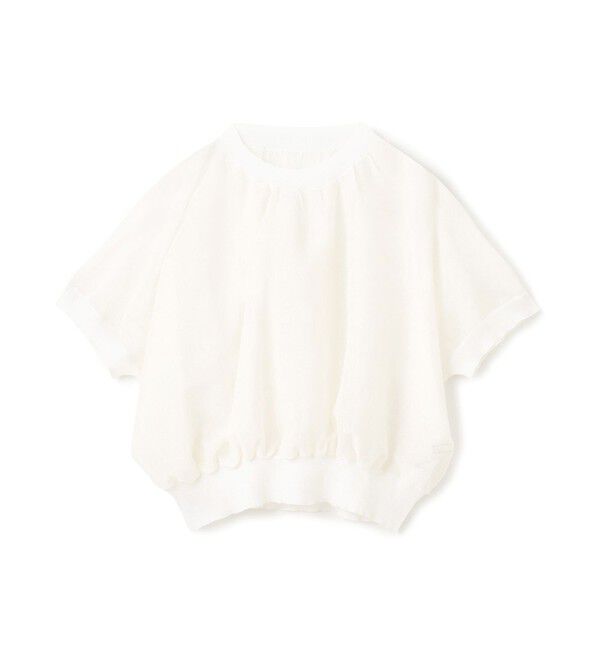 BEIGE,「【洗える・Oggi 7月号掲載】LUPINUS / リネン混半袖プルオーバーギャザーニット」|ニット・セーター|