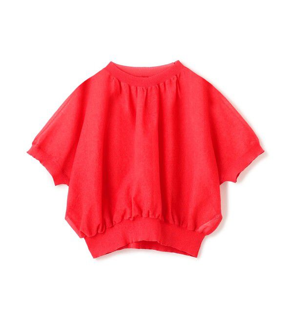 BEIGE,「【洗える・Oggi 7月号掲載】LUPINUS / リネン混半袖プルオーバーギャザーニット」|ニット・セーター|