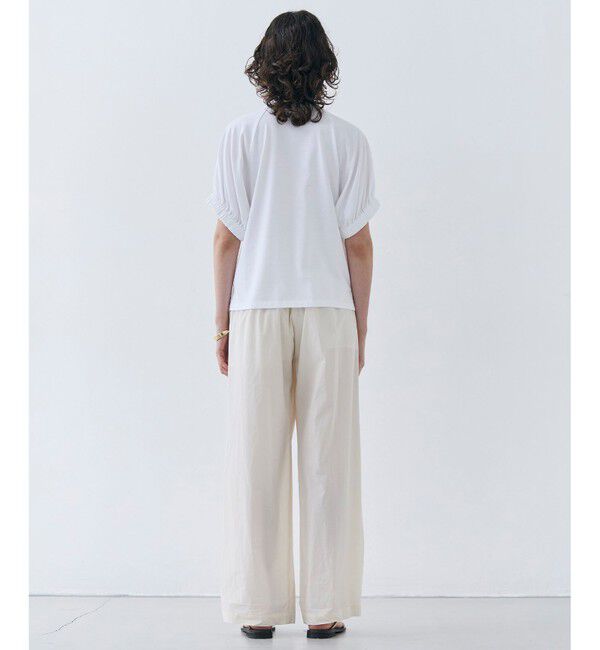 BEIGE,「【洗える】STOCK / オーガニックコットン半袖ギャザートップス」|Tシャツ・カットソー|