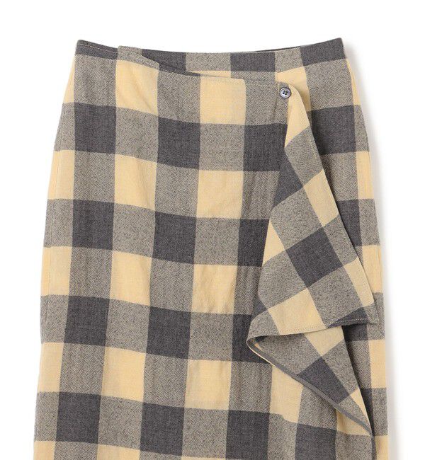 BEIGE,「HOBBS / フェイクレザーポケットウールチェックラップスカート」|スカート|