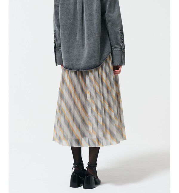 GRACE CONTINENTAL「ラメラインプリーツスカート」|フレア|