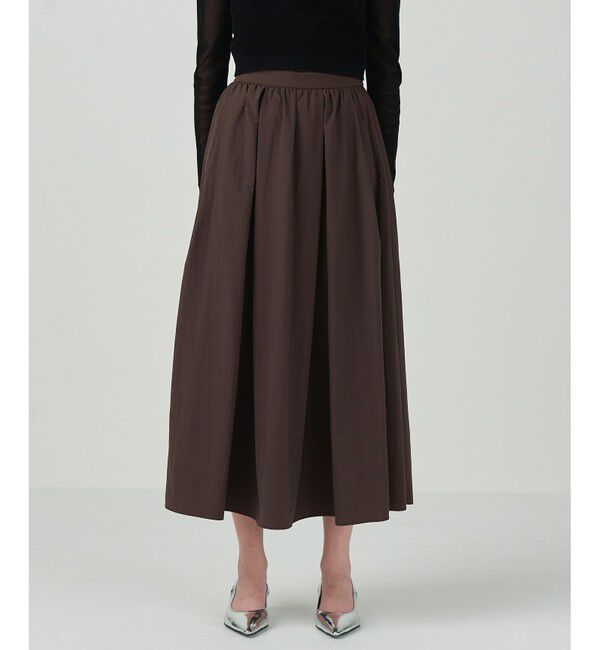 GRACE CONTINENTAL「タックギャザータフタスカート」|スカート|ブラウン