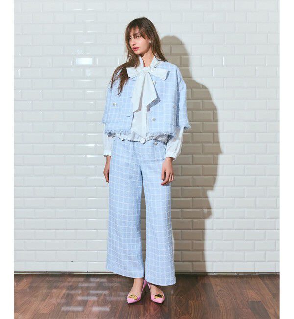 Grace Class「ハーフスリーブツイードジャケット」|ノーカラージャケット|