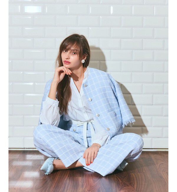 Grace Class「ハーフスリーブツイードジャケット」|ノーカラージャケット|