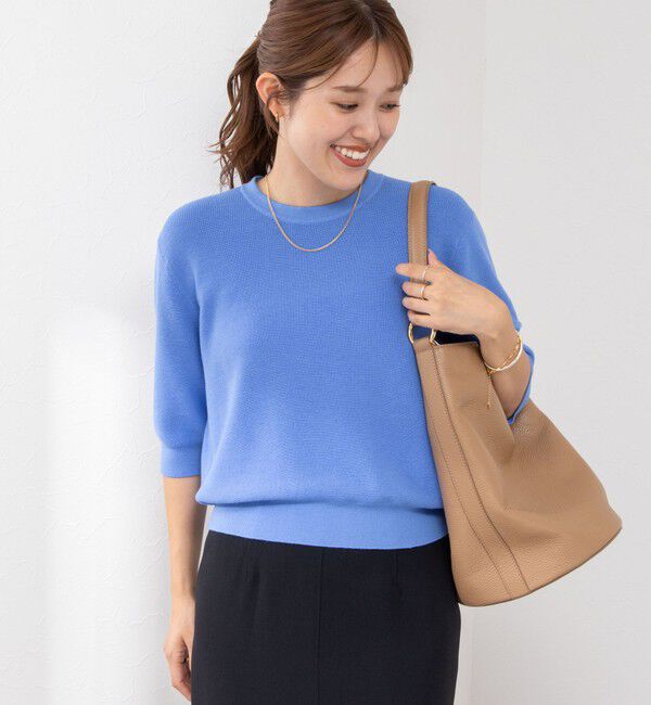 NOLLEY'S「《手洗い可能》ESPOIR 16G片畦5分袖プルオーバーニット」|ニット・セーター|