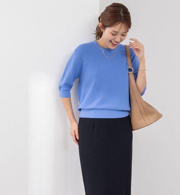 NOLLEY'S「《手洗い可能》ESPOIR 16G片畦5分袖プルオーバーニット」|ニット・セーター|