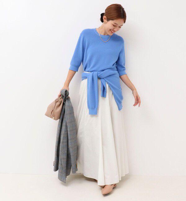 NOLLEY'S「《手洗い可能》ESPOIR 16G片畦5分袖プルオーバーニット」|ニット・セーター|