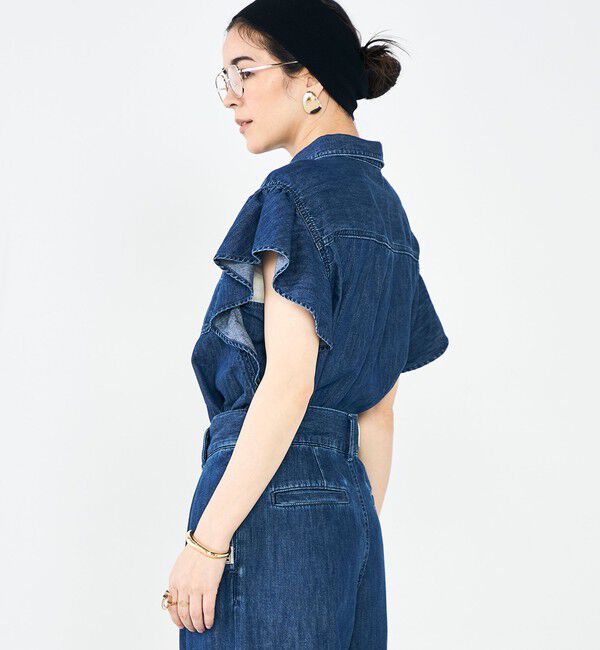 Rie Miller「【RM denim】ラッフルスリーブデニムブラウス」|シャツ・ブラウス|
