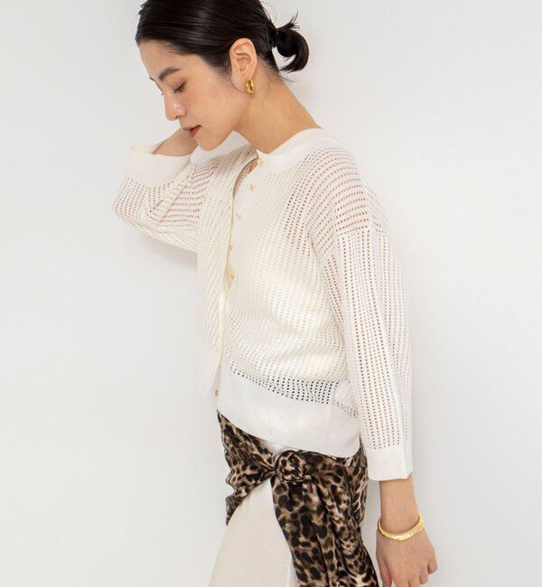 NOLLEY'S「《手洗い可能》メッシュスパンコール6分袖カーディガン」|カーディガン|