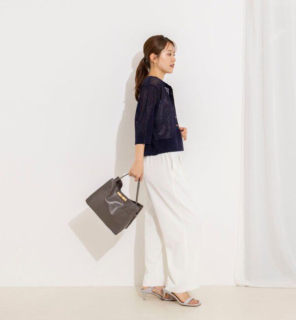 NOLLEY'S「《手洗い可能》メッシュスパンコール6分袖カーディガン」|カーディガン|