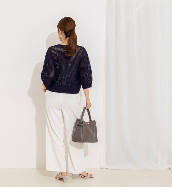 NOLLEY'S「《手洗い可能》メッシュスパンコール6分袖カーディガン」|カーディガン|