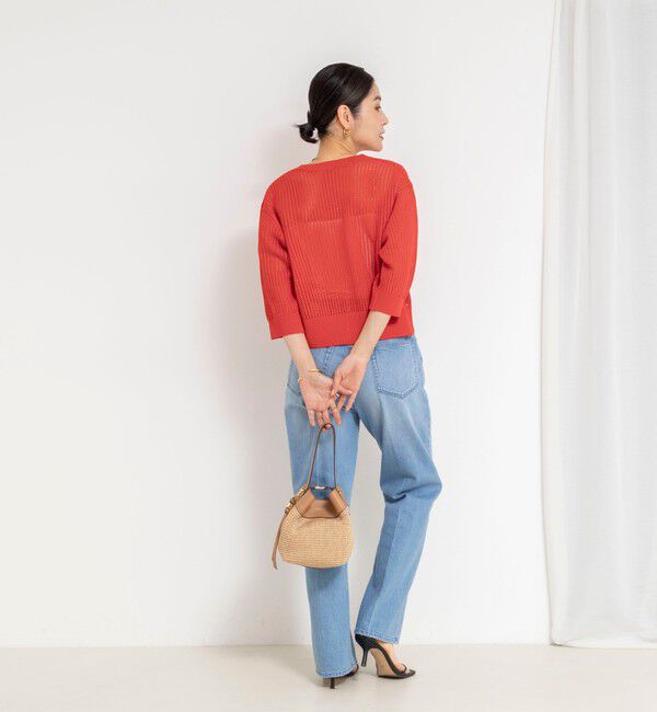 NOLLEY'S「《手洗い可能》メッシュスパンコール6分袖カーディガン」|カーディガン|