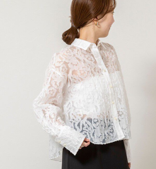 NOLLEY'S sophi「ウォッシャブルワッシャーオーガンジーカットジャガードショートシャツ」|シャツ・ブラウス|