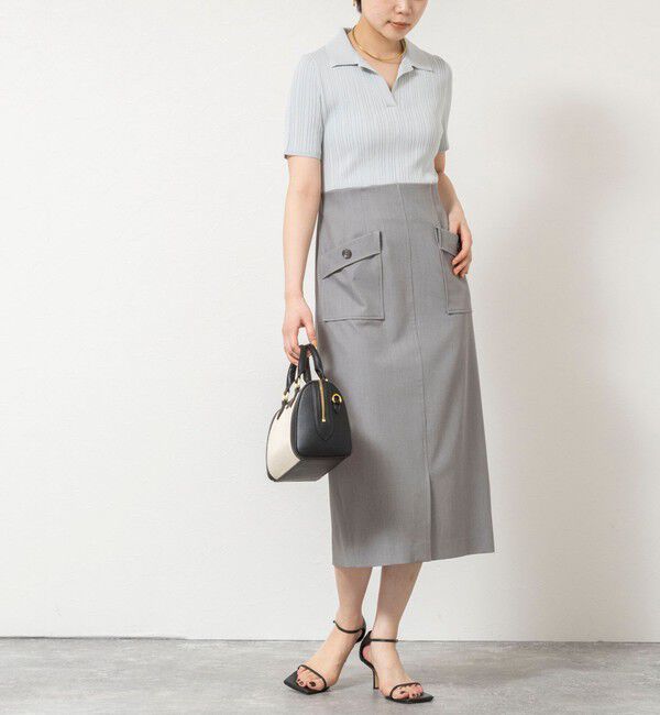 NOLLEY'S sophi「ウォッシャブルポロニットタイトスカートドッキングワンピース」|ワンピース|ライトグレー