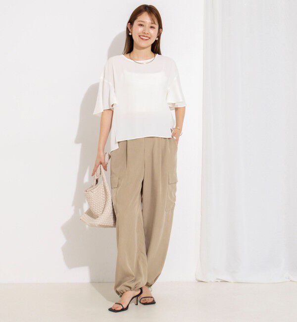 NOLLEY'S「【WEB限定】ウォッシャブルストレッチジョーゼットラッフル袖ブラウス」|シャツ・ブラウス|