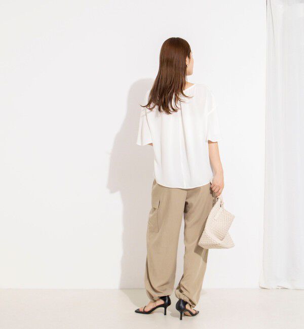 NOLLEY'S「【WEB限定】ウォッシャブルストレッチジョーゼットラッフル袖ブラウス」|シャツ・ブラウス|