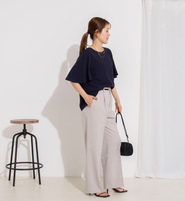 NOLLEY'S「【WEB限定】ウォッシャブルストレッチジョーゼットラッフル袖ブラウス」|シャツ・ブラウス|