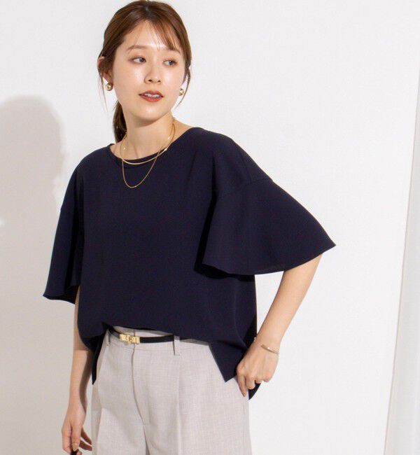 NOLLEY'S「【WEB限定】ウォッシャブルストレッチジョーゼットラッフル袖ブラウス」|シャツ・ブラウス|