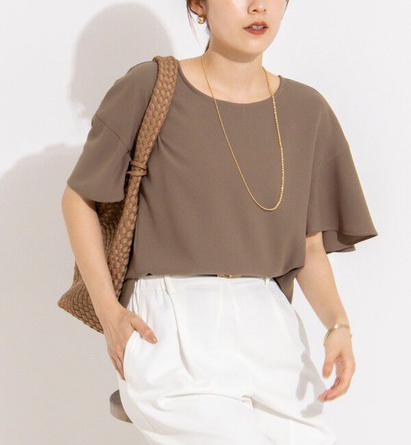 NOLLEY'S「【WEB限定】ウォッシャブルストレッチジョーゼットラッフル袖ブラウス」|シャツ・ブラウス|