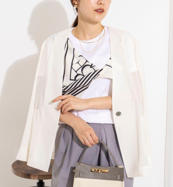 NOLLEY'S「ウォッシャブルスカーフTシャツ」|Tシャツ・カットソー|ホワイト系2