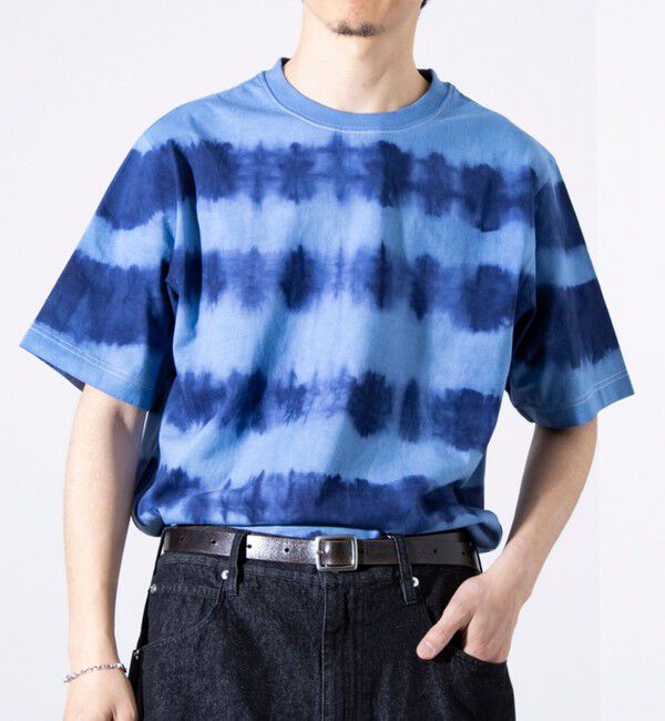 GLOSTER「【GLOSTER/グロスター】16/-綿天竺 タイダイ染め ボーダークルーネックTシャツ」|Tシャツ・カットソー|