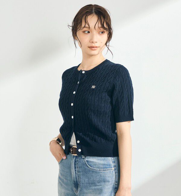 fredy emue「【毎年大人気！/完売必須】FR刺しゅうケーブル柄半袖カーディガン」|カーディガン|