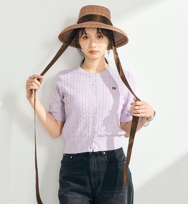 fredy emue「【毎年大人気！/完売必須】FR刺しゅうケーブル柄半袖カーディガン」|カーディガン|