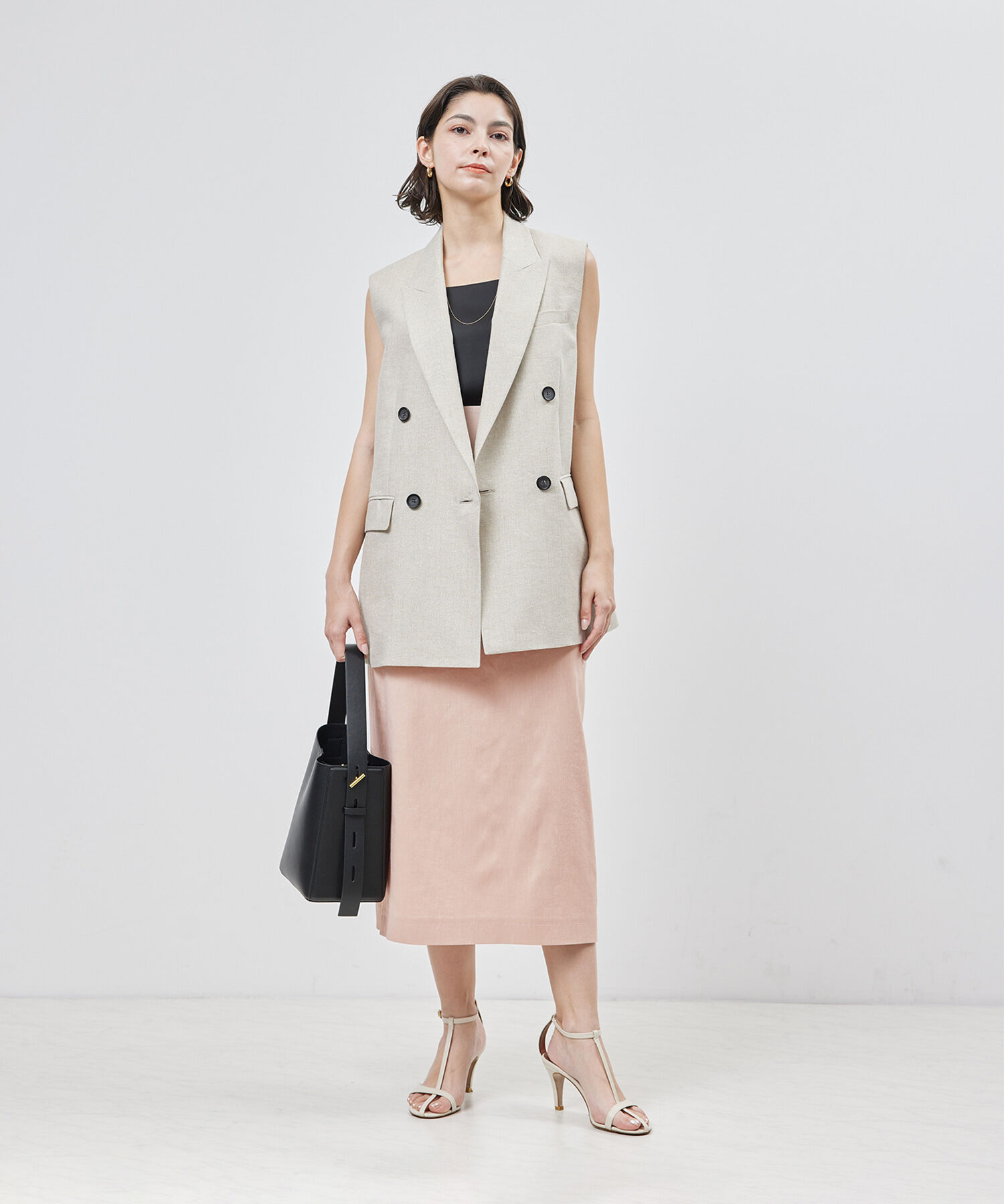 ROPE「リネンストレッチポケット付きタイトスカート/24SS【一部WEB限定】【雑誌掲載】【メディア掲載】」|スカート|