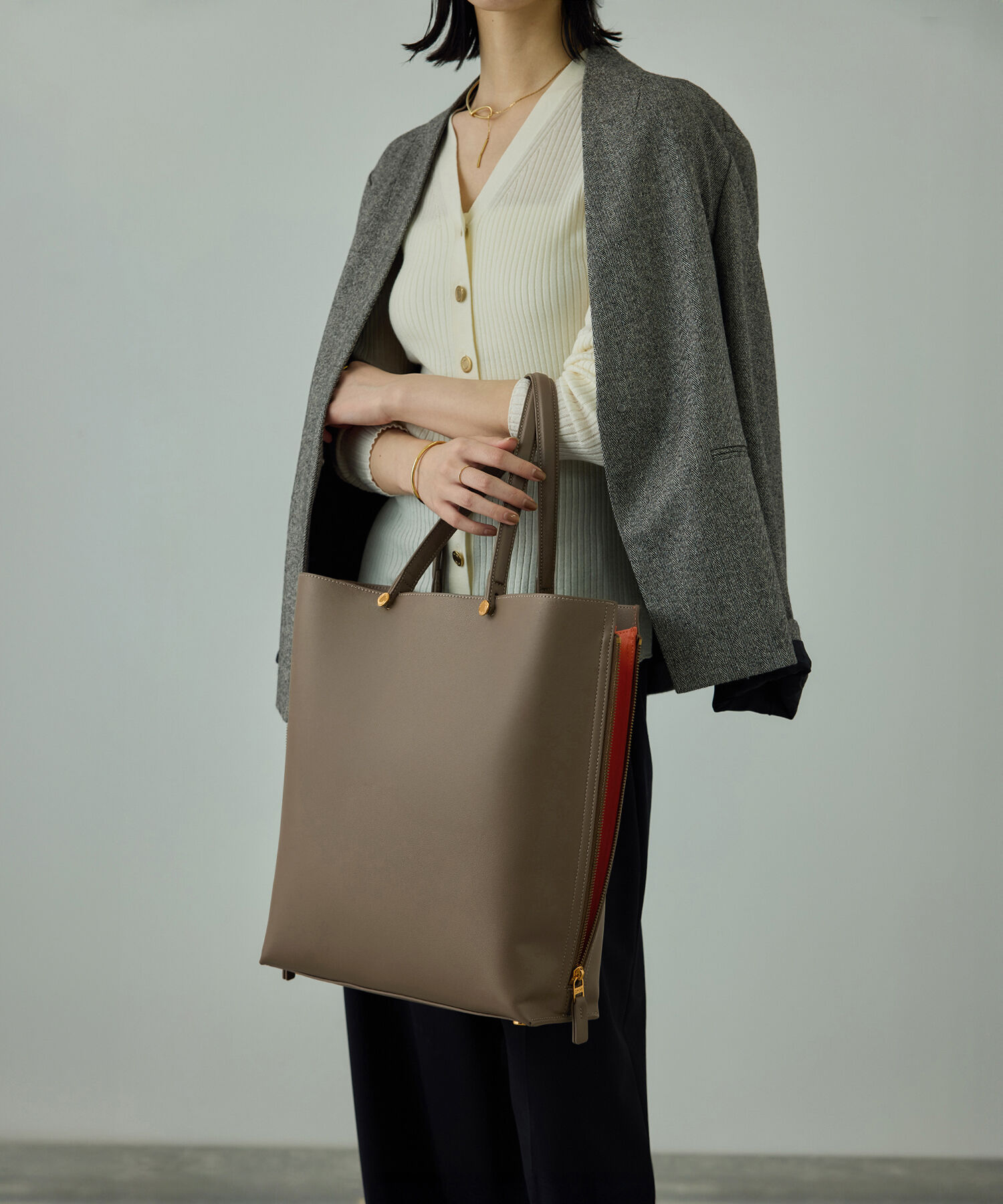 ROPE「【E'POR】Y BAG Large【通勤】【A4対応】【25AW】」|トートバッグ|ブラウン(20)