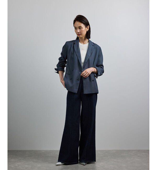 ROPE「バックサテンダブルブレストジャケット」|テーラードジャケット|